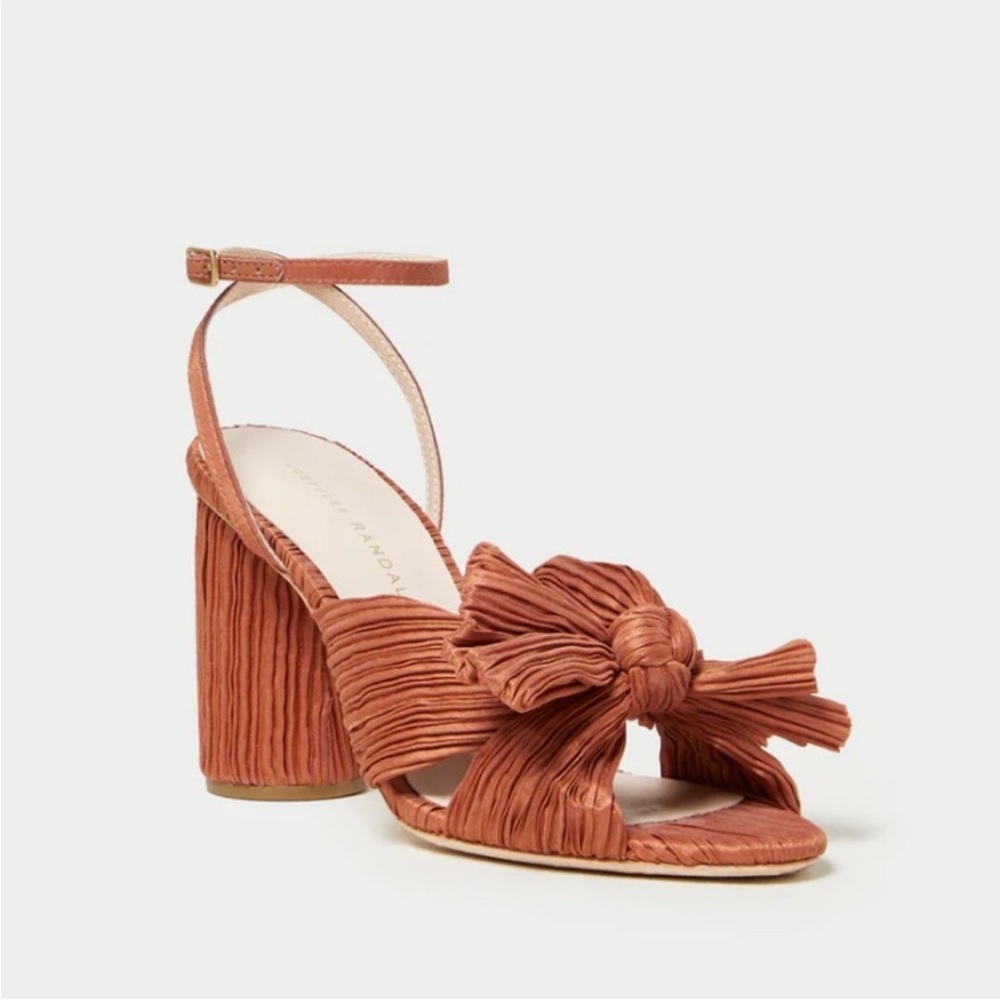 NIB Loeffler Randall Camellia Terracotta Pleated Bow Heel size 6